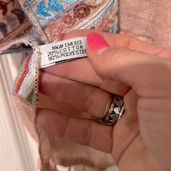 Brandie Peach Embroidered Open Front Tassel Detail Kimono - Picture 10 of 13